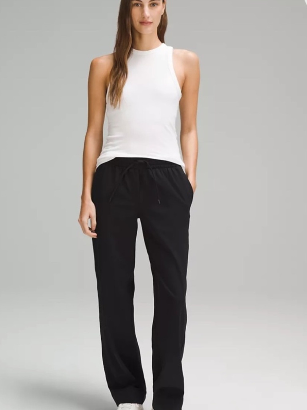Lululemon Straight-Leg Mid-Rise Pant drawstring Luxtreme Regular Black Medium - Picture 5 of 8
